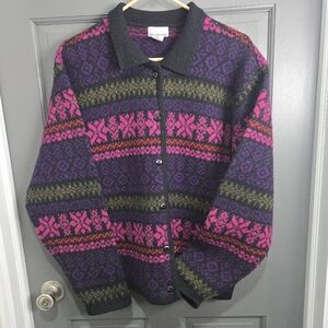 Heavy Knit Colorful Wool Cardigan